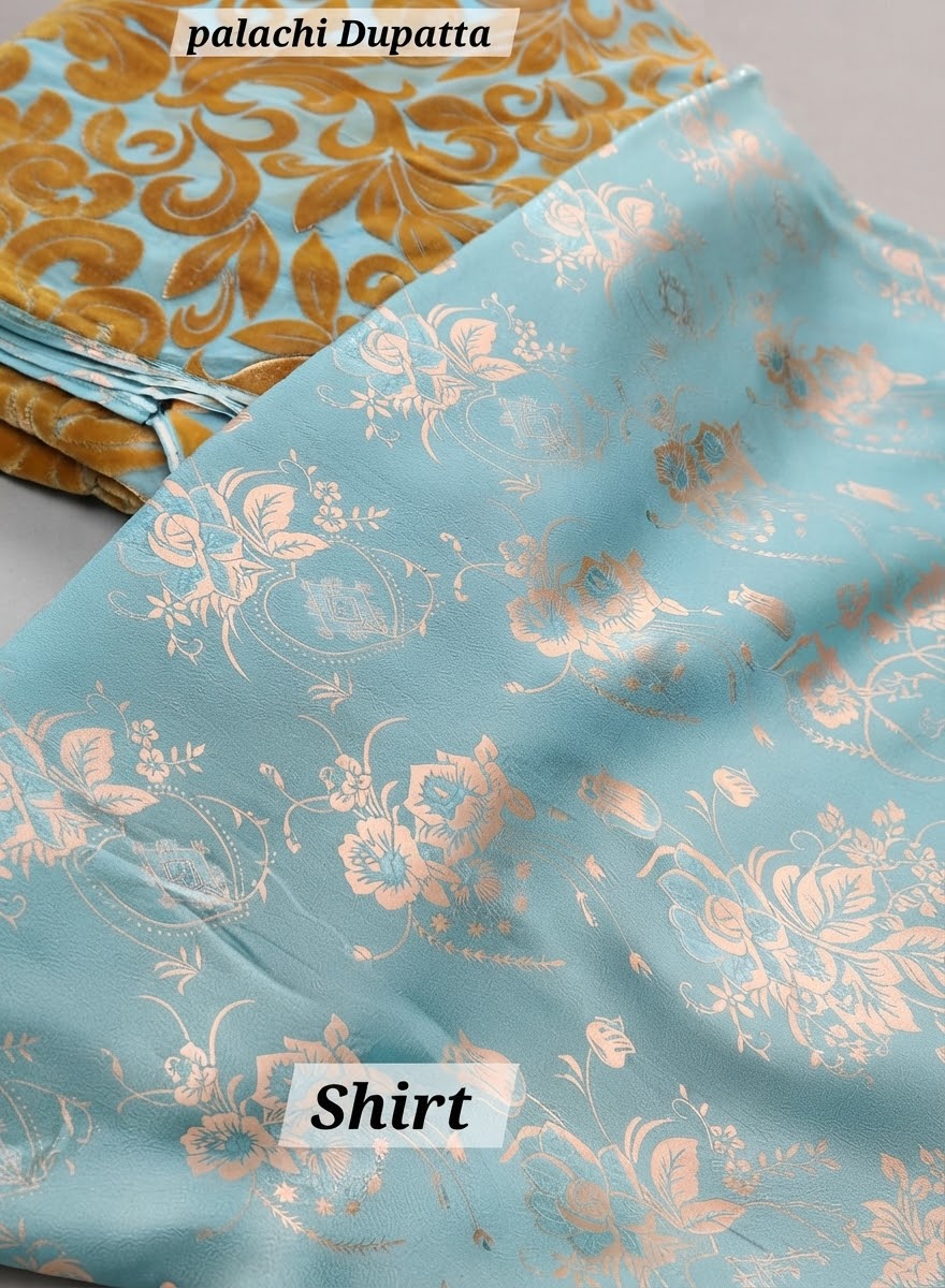 MS-1043 Pure Luxury China Patti Shirt with Palachi Dupatta