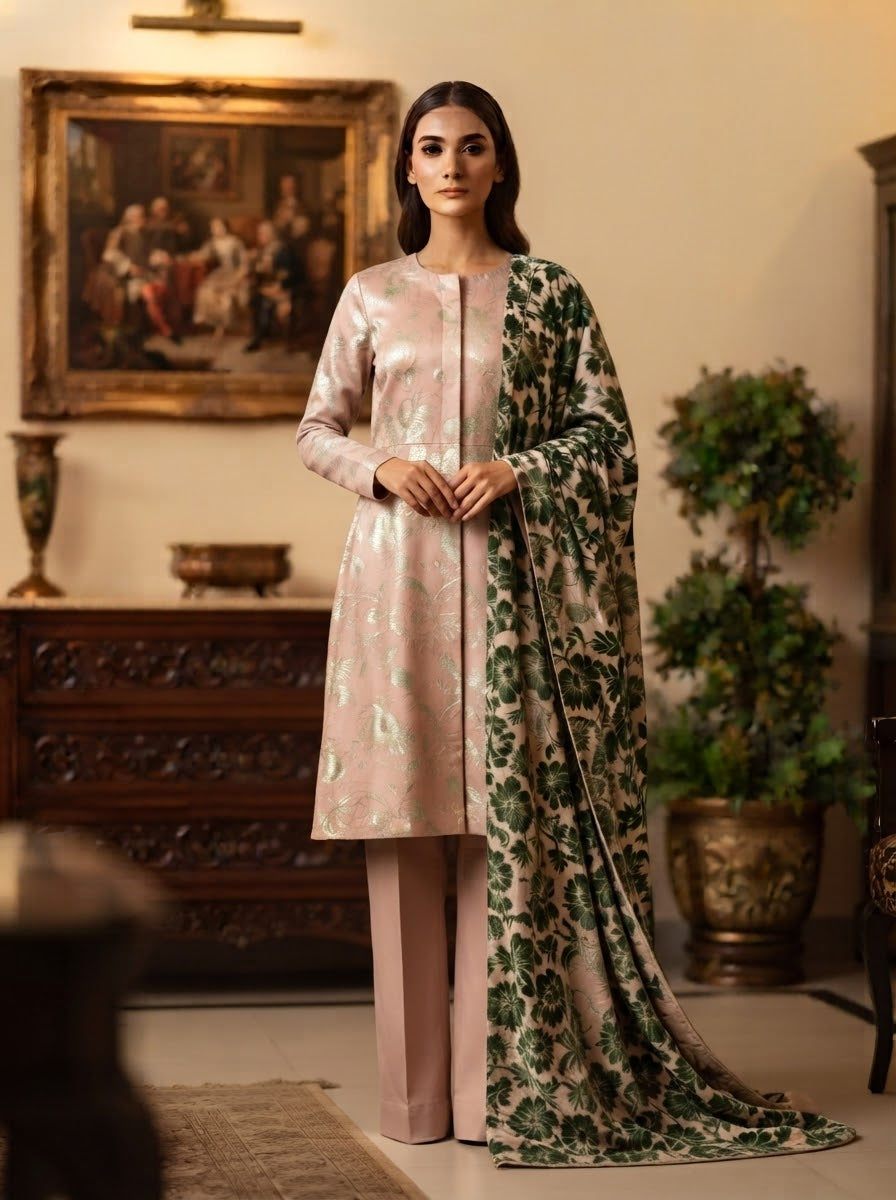 MS-1044 Pure Luxury China Patti Shirt with Palachi Dupatta