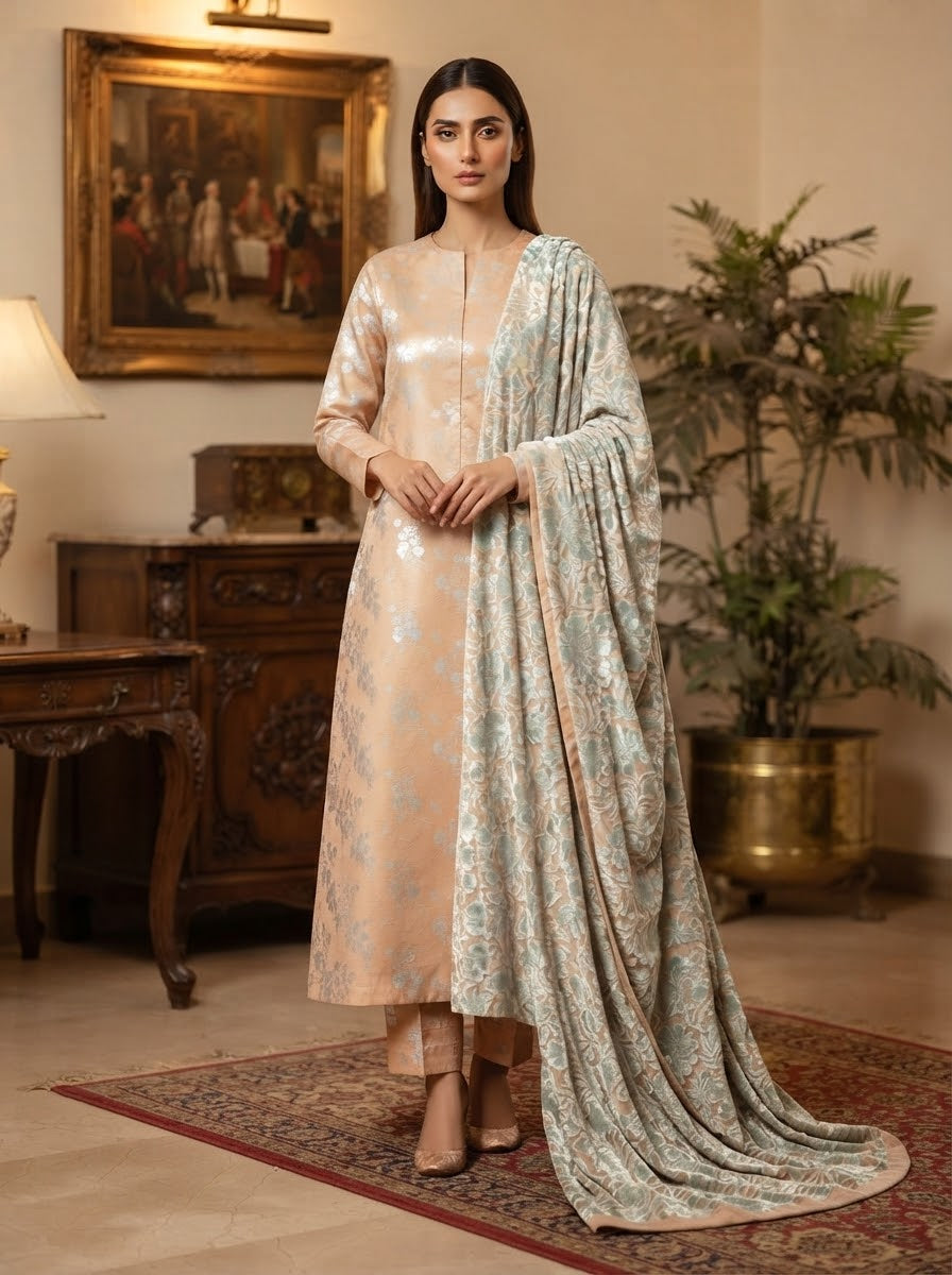 MS-1040 Pure Luxury China Patti Shirt with Palachi Dupatta