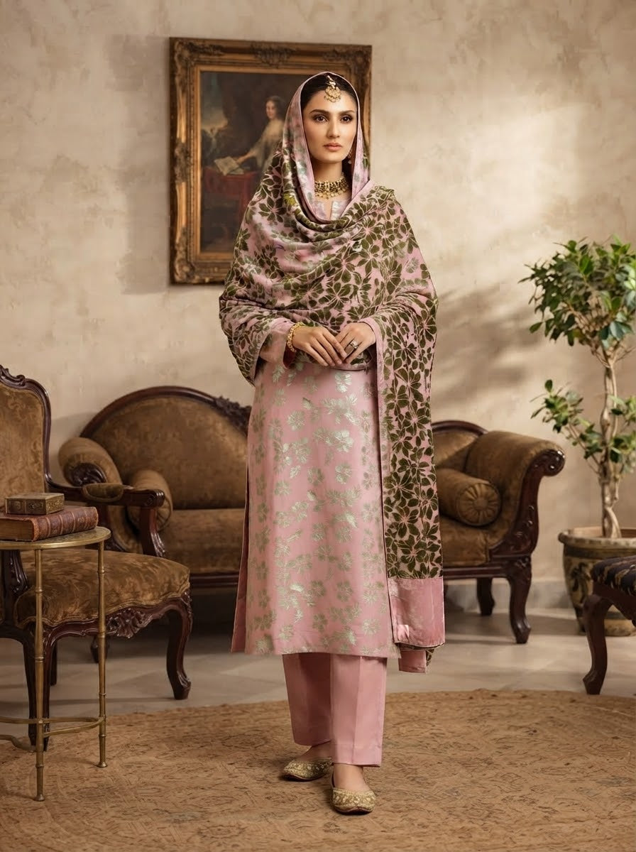 MS-1039 Pure Luxury China Patti Shirt with Palachi Dupatta
