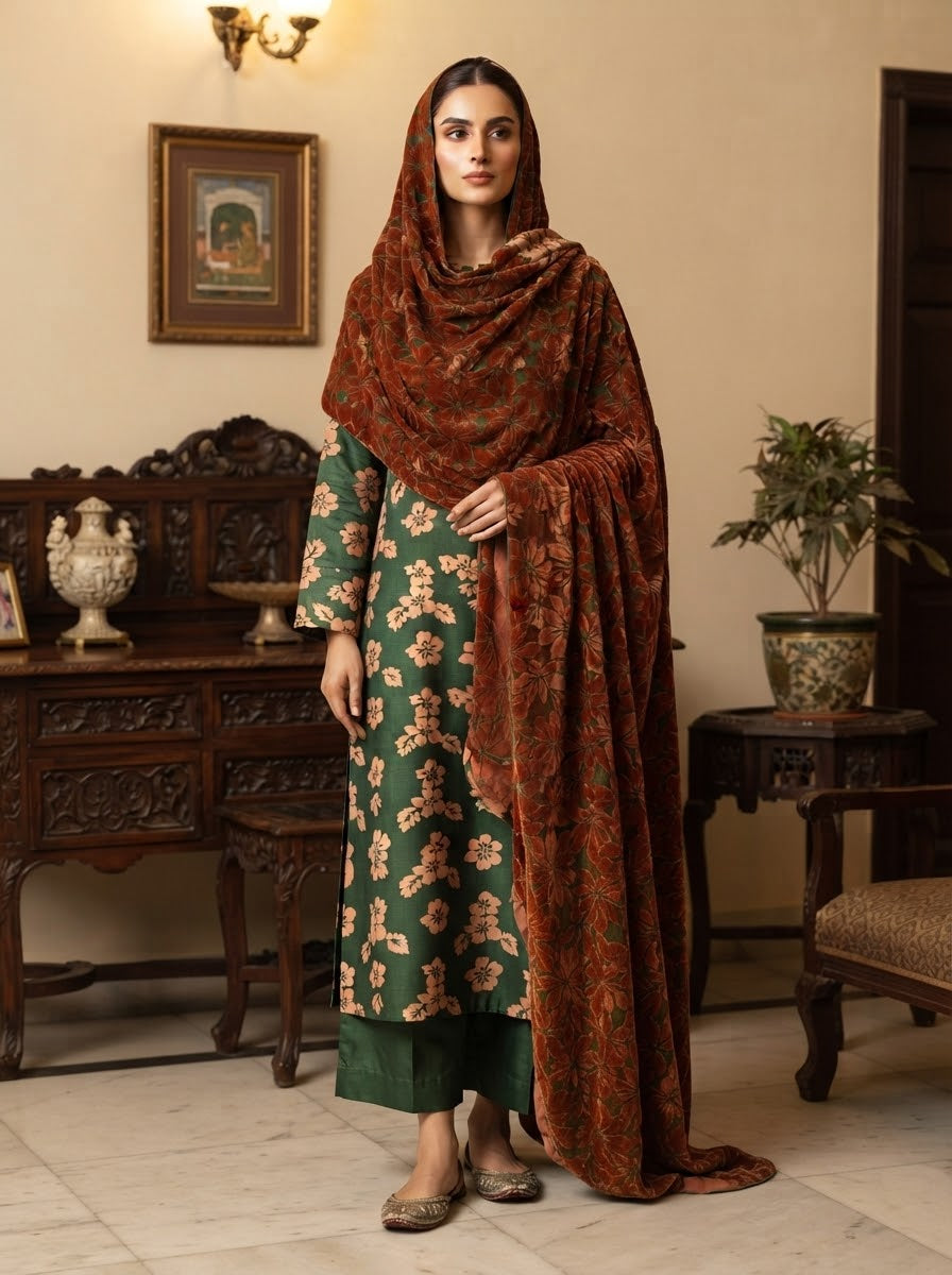 MS-1037 Pure Luxury China Patti Shirt with Palachi Dupatta
