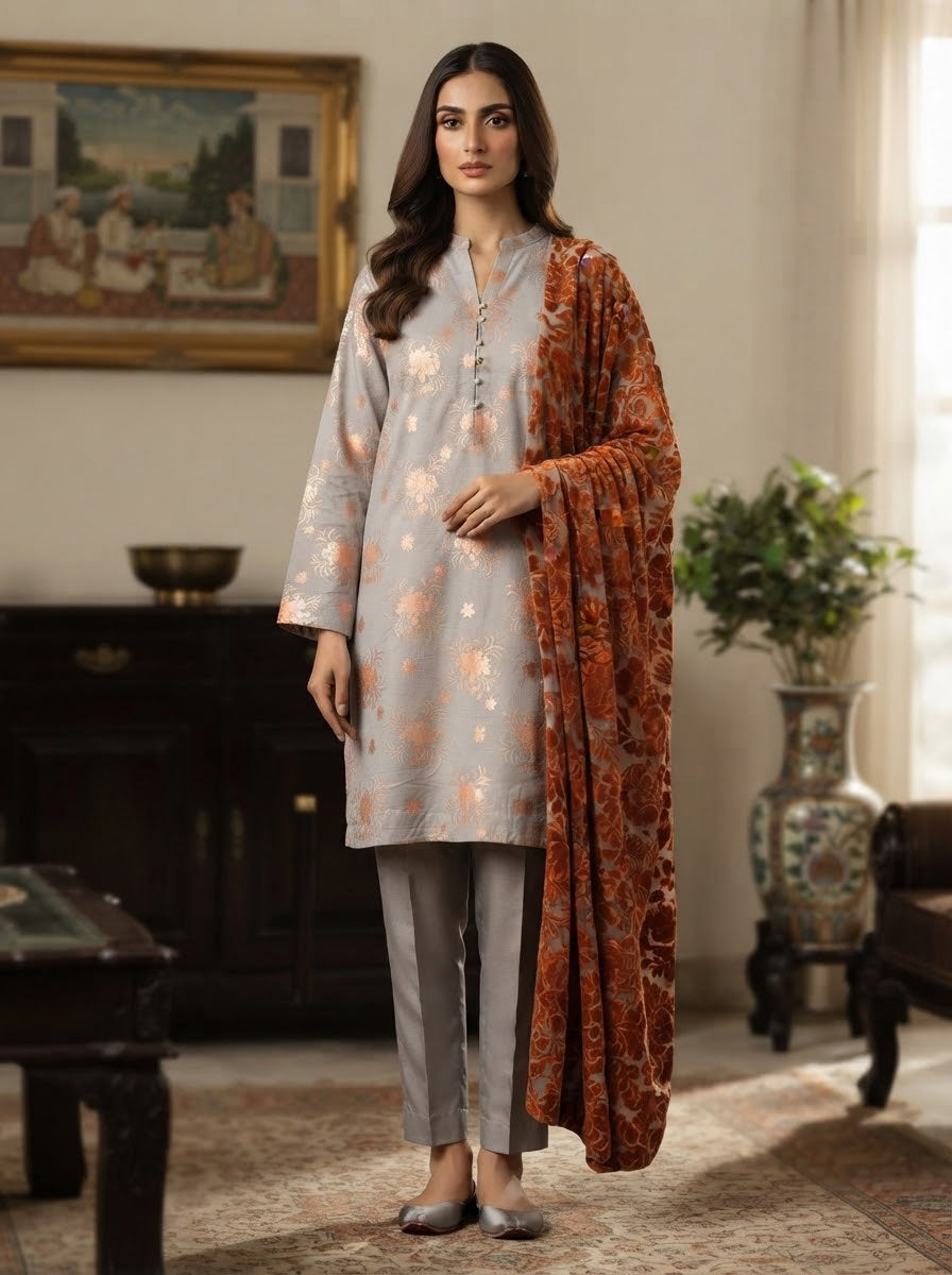 MS-1051 Pure Luxury China Patti Shirt with Palachi Dupatta