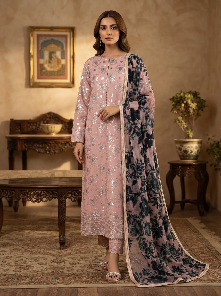 MS-1035 Pure Luxury China Patti Shirt with Palachi Dupatta