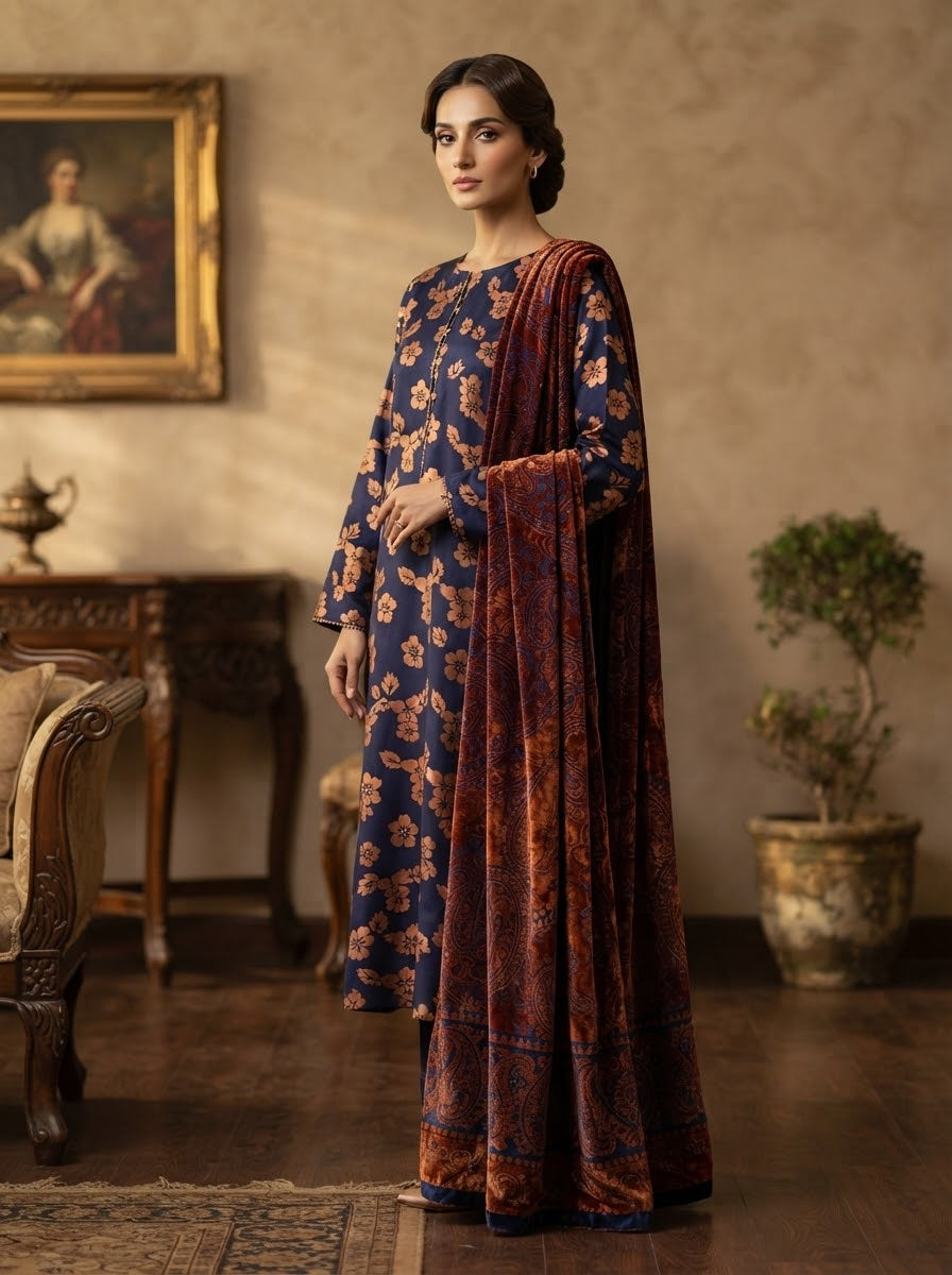 MS-1048 Pure Luxury China Patti Shirt with Palachi Dupatta