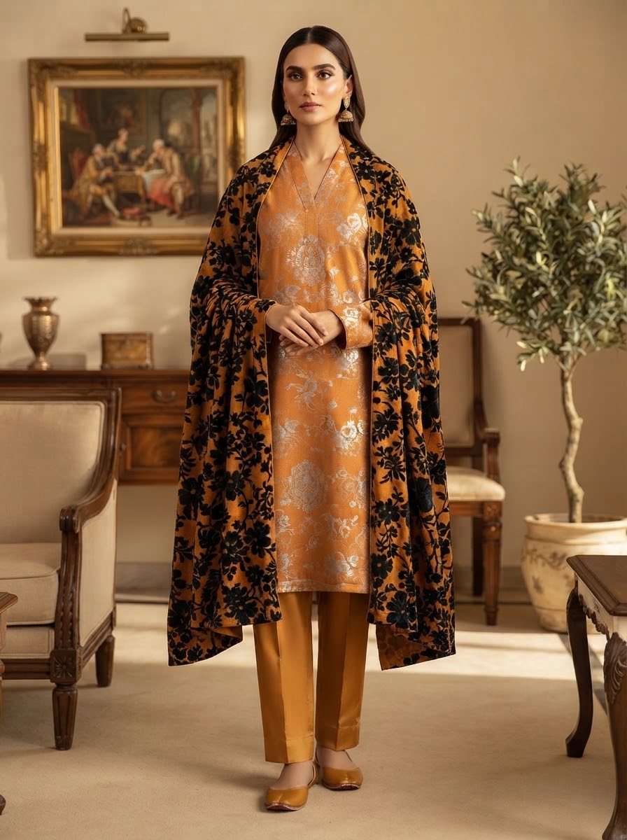 MS-1052 Pure Luxury China Patti Shirt with Palachi Dupatta