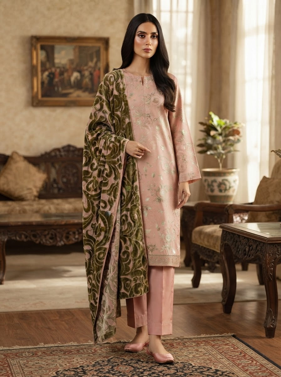 MS-1036 Pure Luxury China Patti Shirt with Palachi Dupatta