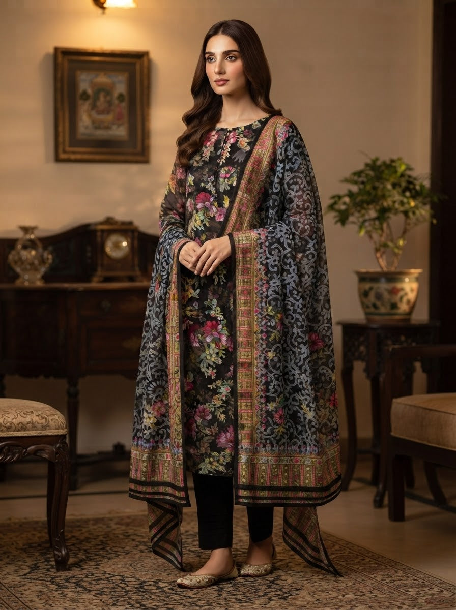 MS-1069 Pure Chiffon Barosha China Multi Digital Timeless Elegance
