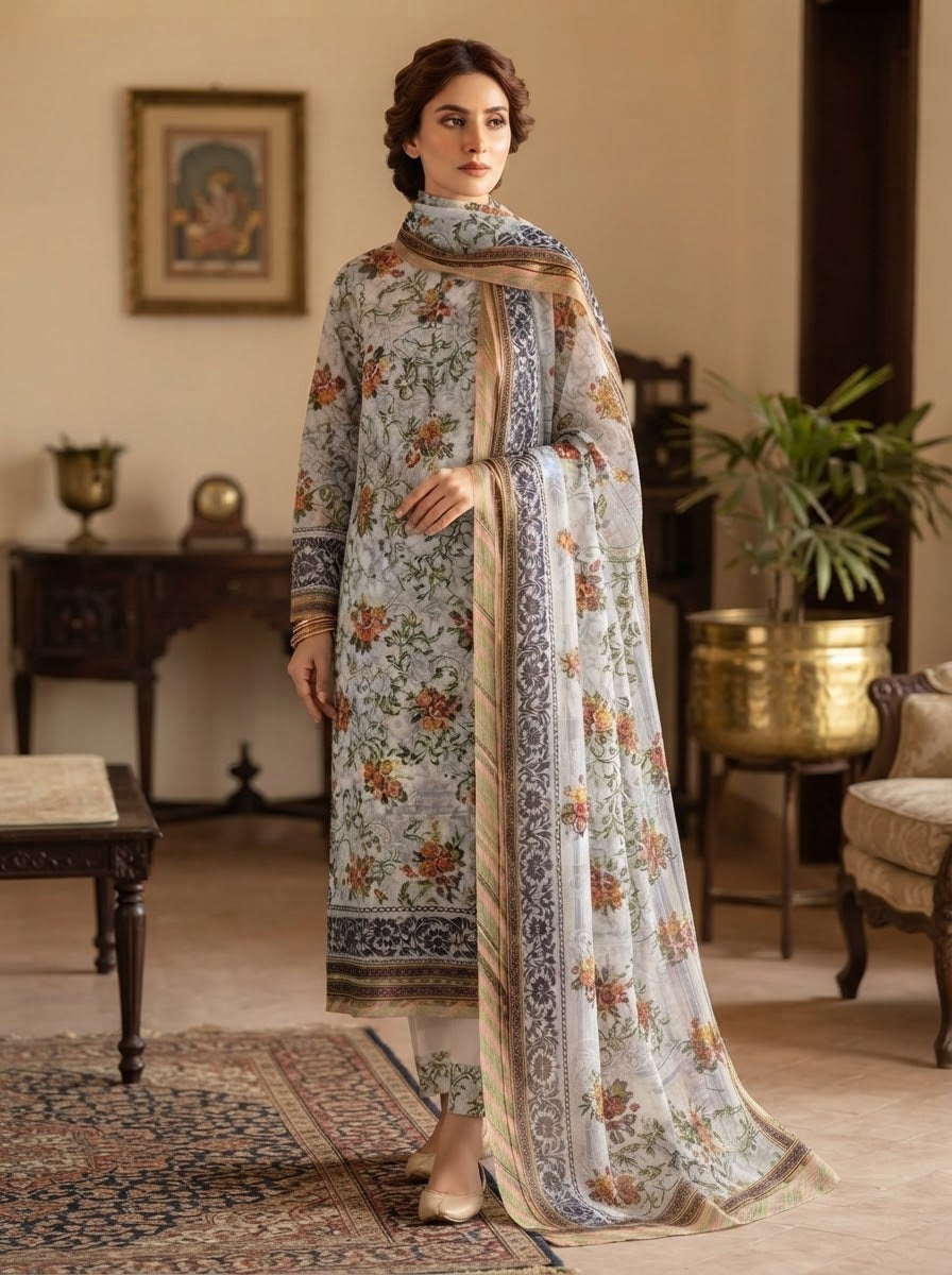 MS-1063 Pure Chiffon Barosha China Multi Digital Timeless Elegance