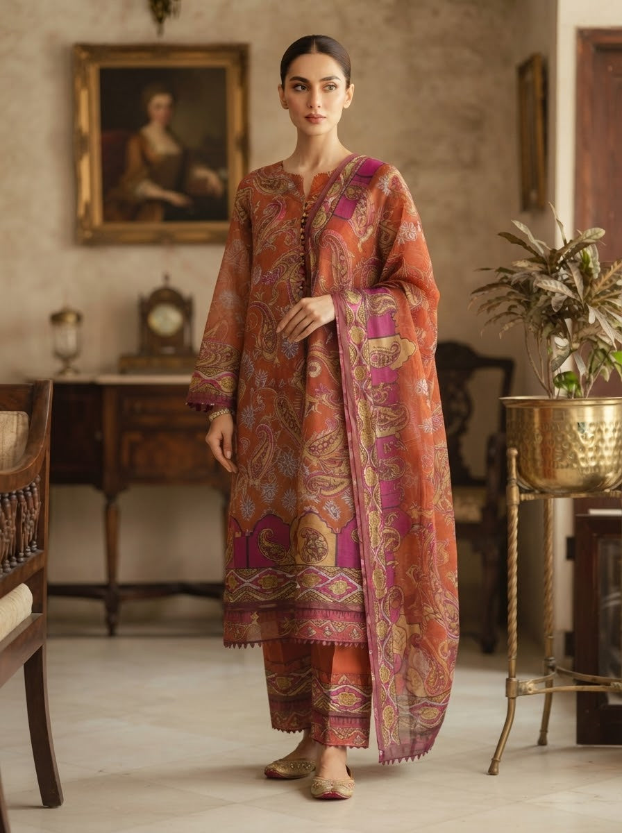 MS-1058 Pure Chiffon Barosha China Multi Digital Timeless Elegance