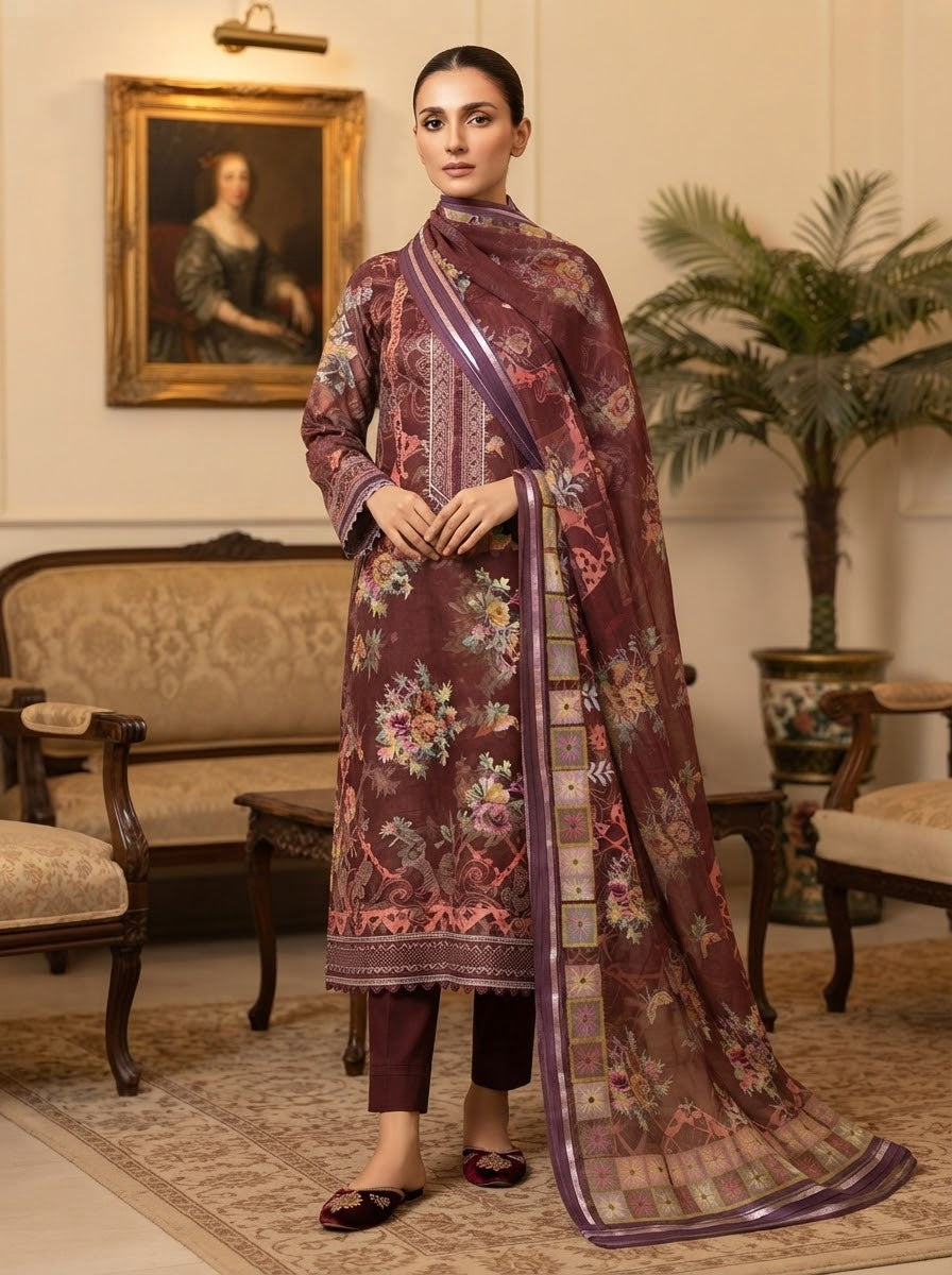 MS-1054 Pure Chiffon Barosha China Multi Digital Timeless Elegance