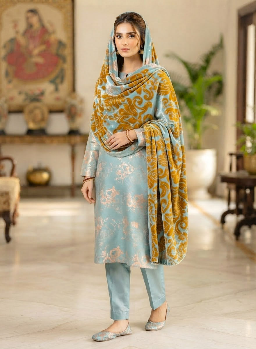 MS-1043 Pure Luxury China Patti Shirt with Palachi Dupatta