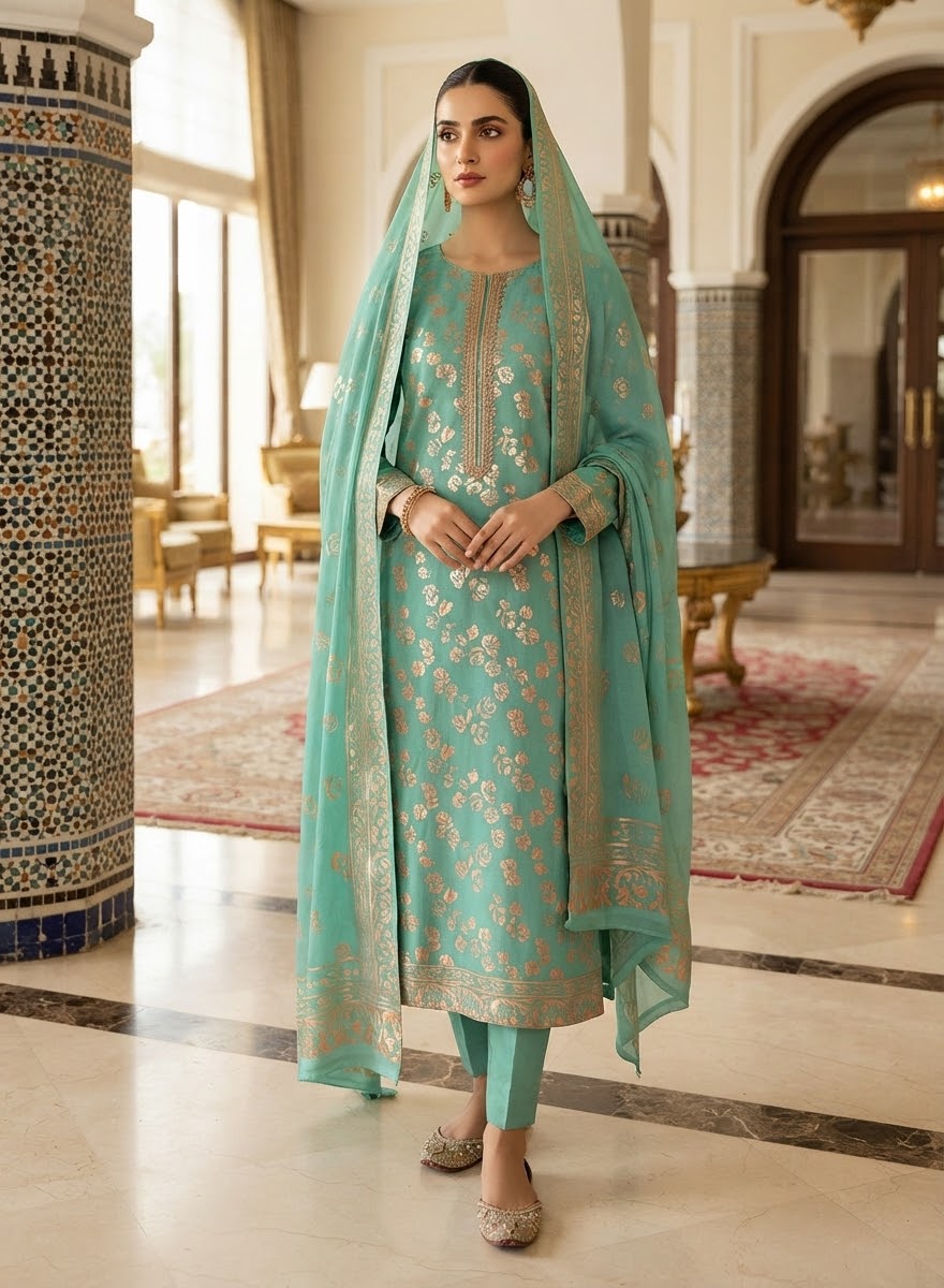 MS-1084 Luxury Pure China Patti With Pure Barosha Dupatta