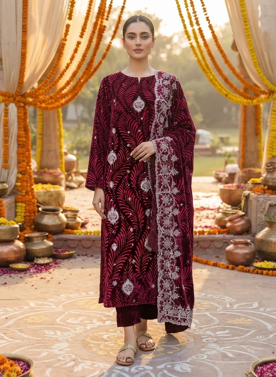 MS-10142 Luxury Palachi Chickenkari work Embroidered Complete Suit