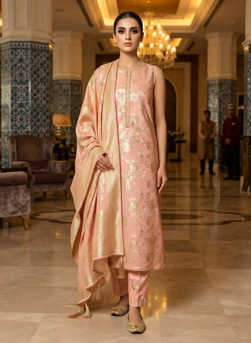 MS-1093 Luxury Pure China Patti With Pure Barosha Dupatta