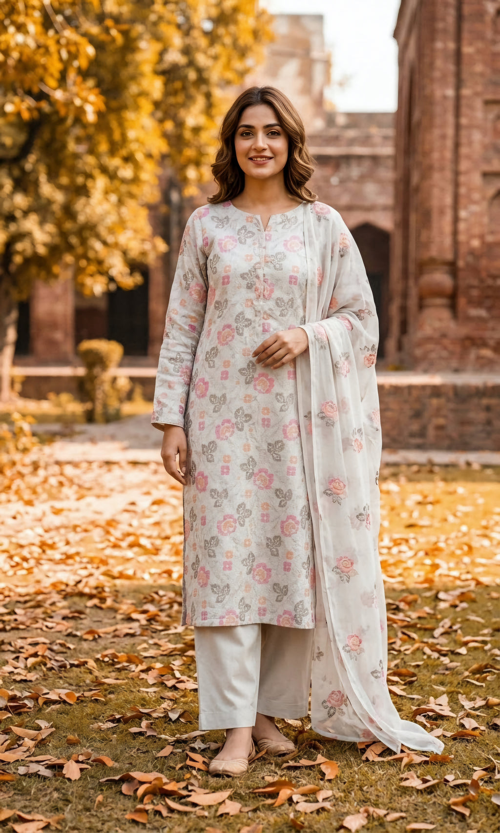 MS-10144 Original Pure Swiss Karandi Embroidered Complete 3Pc Suit