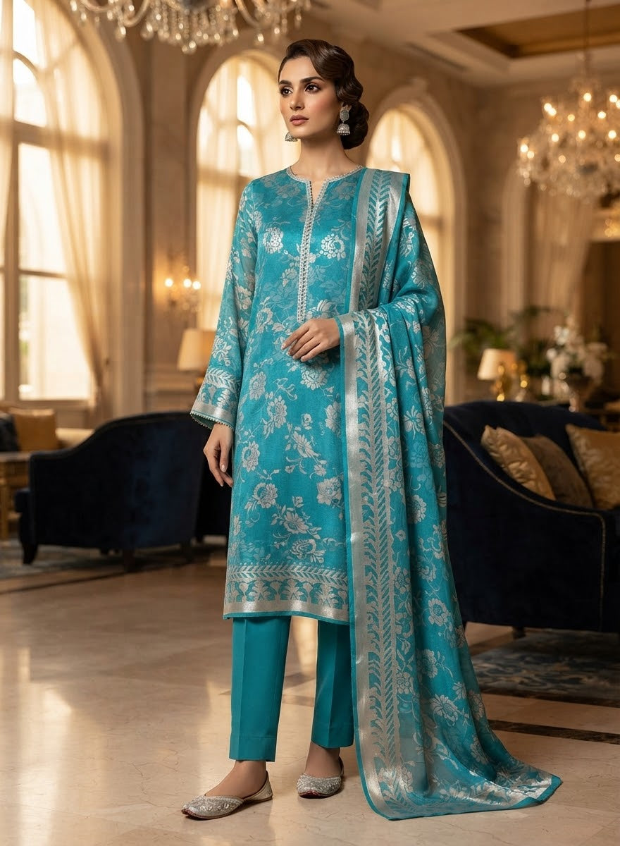 MS-10105 Luxury Pure China Patti With Pure Barosha Dupatta