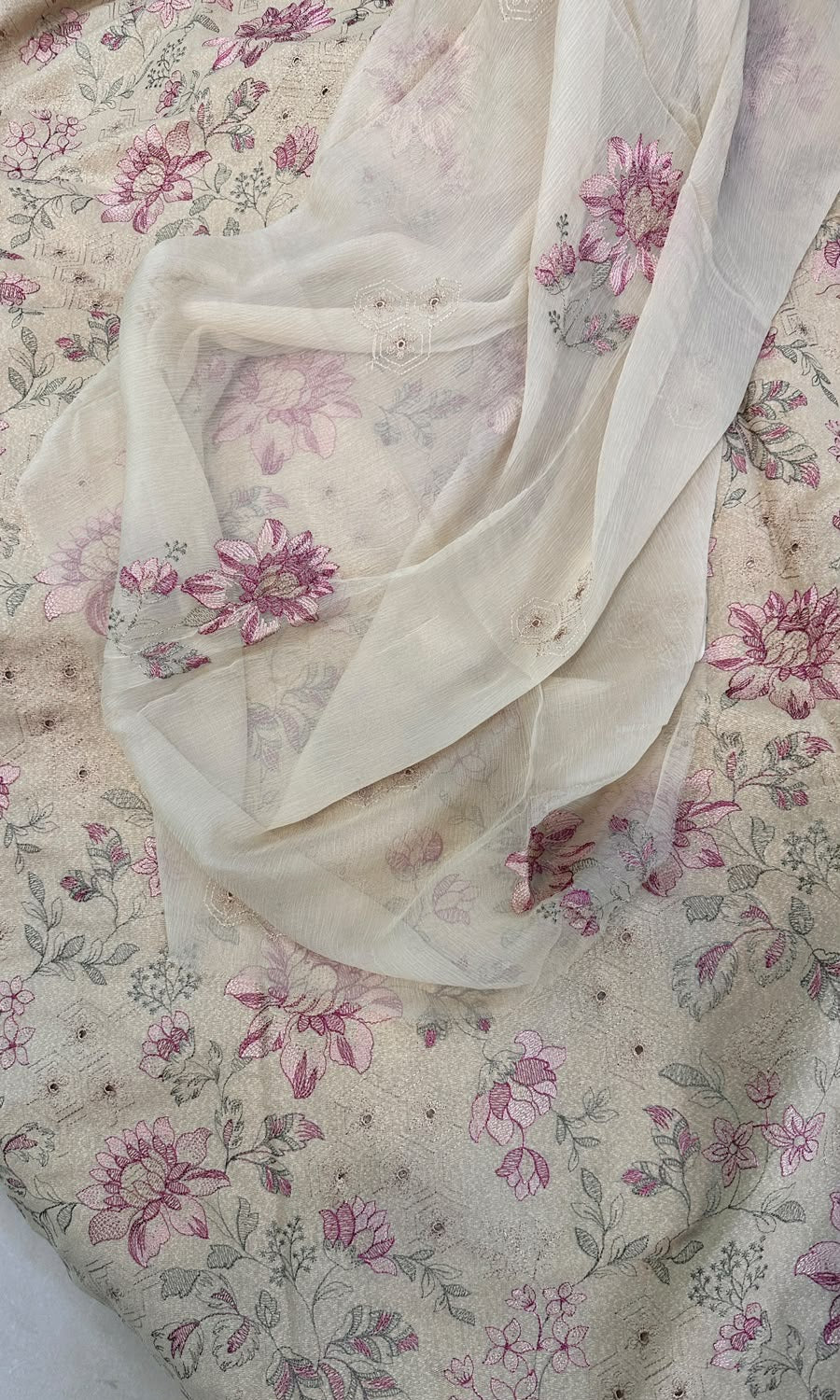 MS-10149 Original Pure Swiss Karandi Embroidered Complete 3Pc Suit