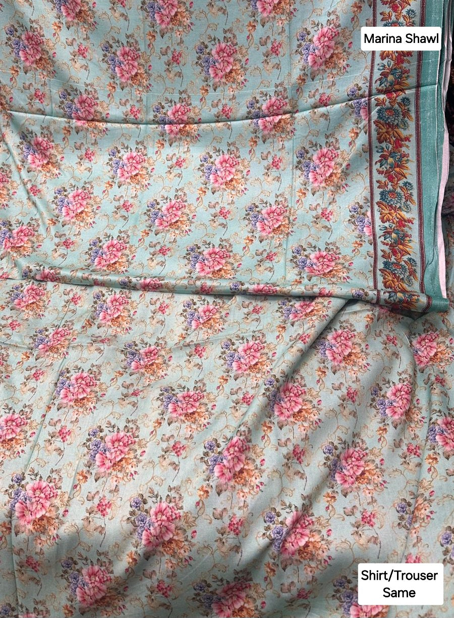 MS-10129 Marina Digital Print Full Suit with Pashmina Marina Shawl