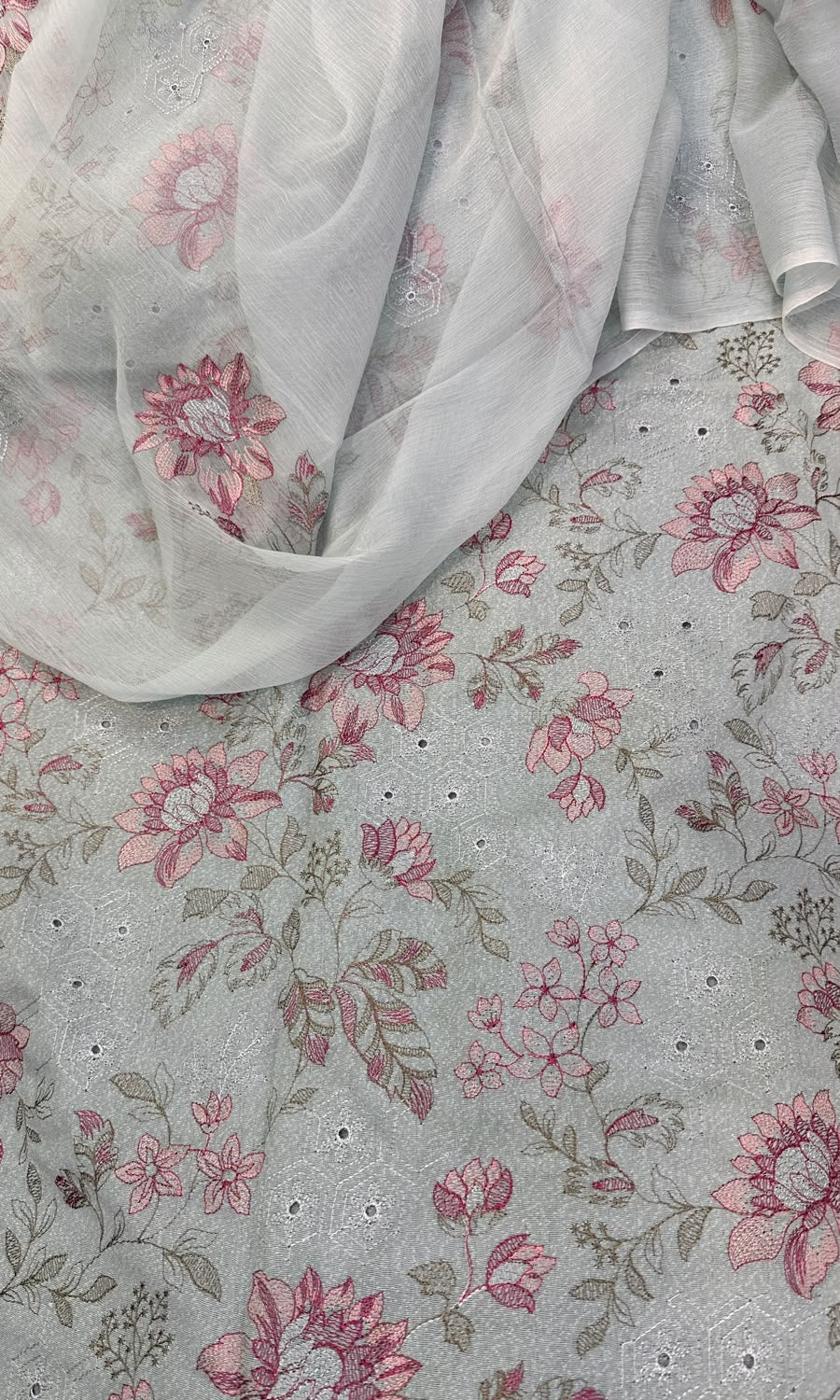 MS-10152 Original Pure Swiss Karandi Embroidered Complete 3Pc Suit
