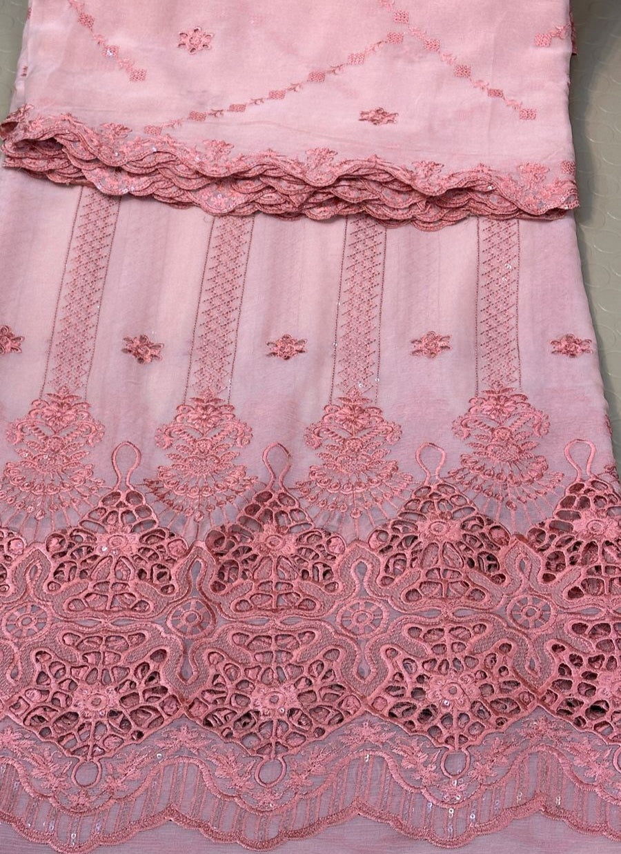 MS-10117 Luxury Pure Bamber Chiffon | Embroidered Shirt & Dupatta