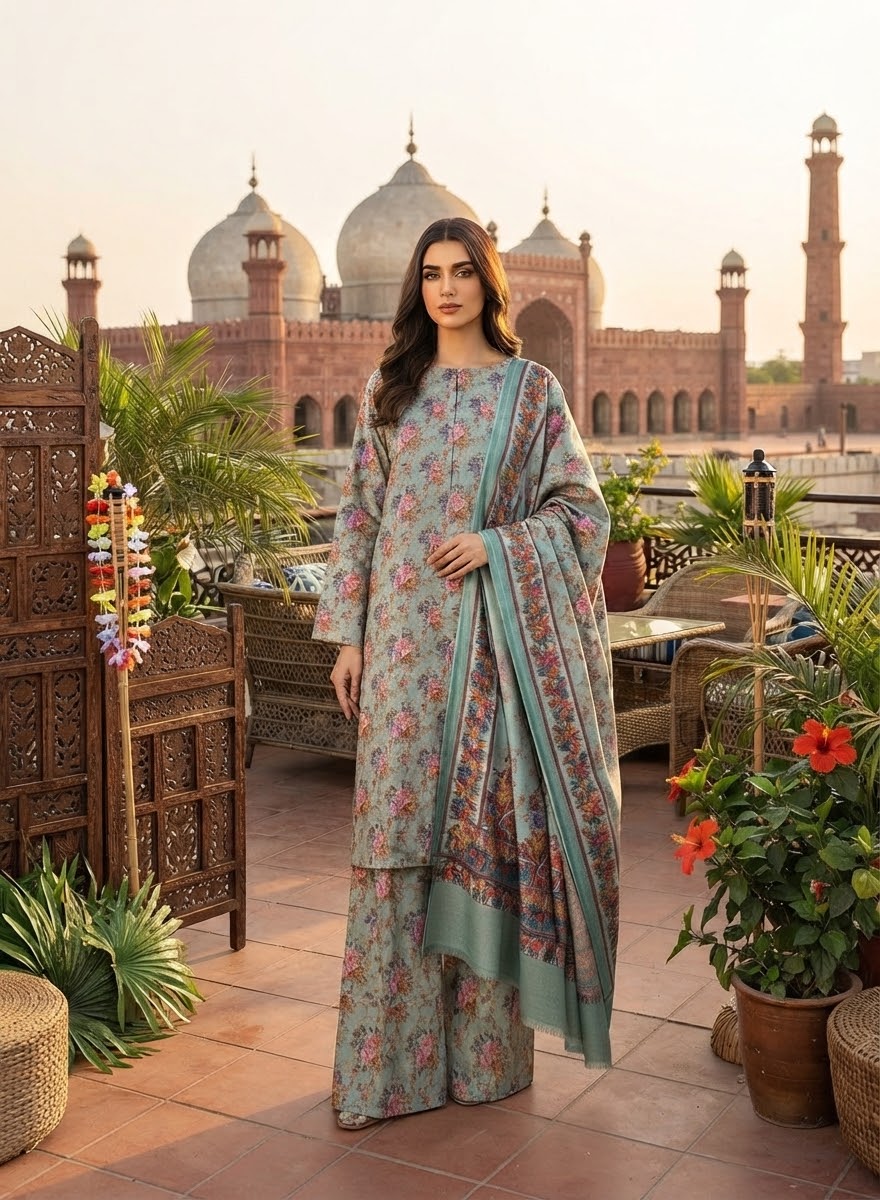 MS-10129 Marina Digital Print Full Suit with Pashmina Marina Shawl