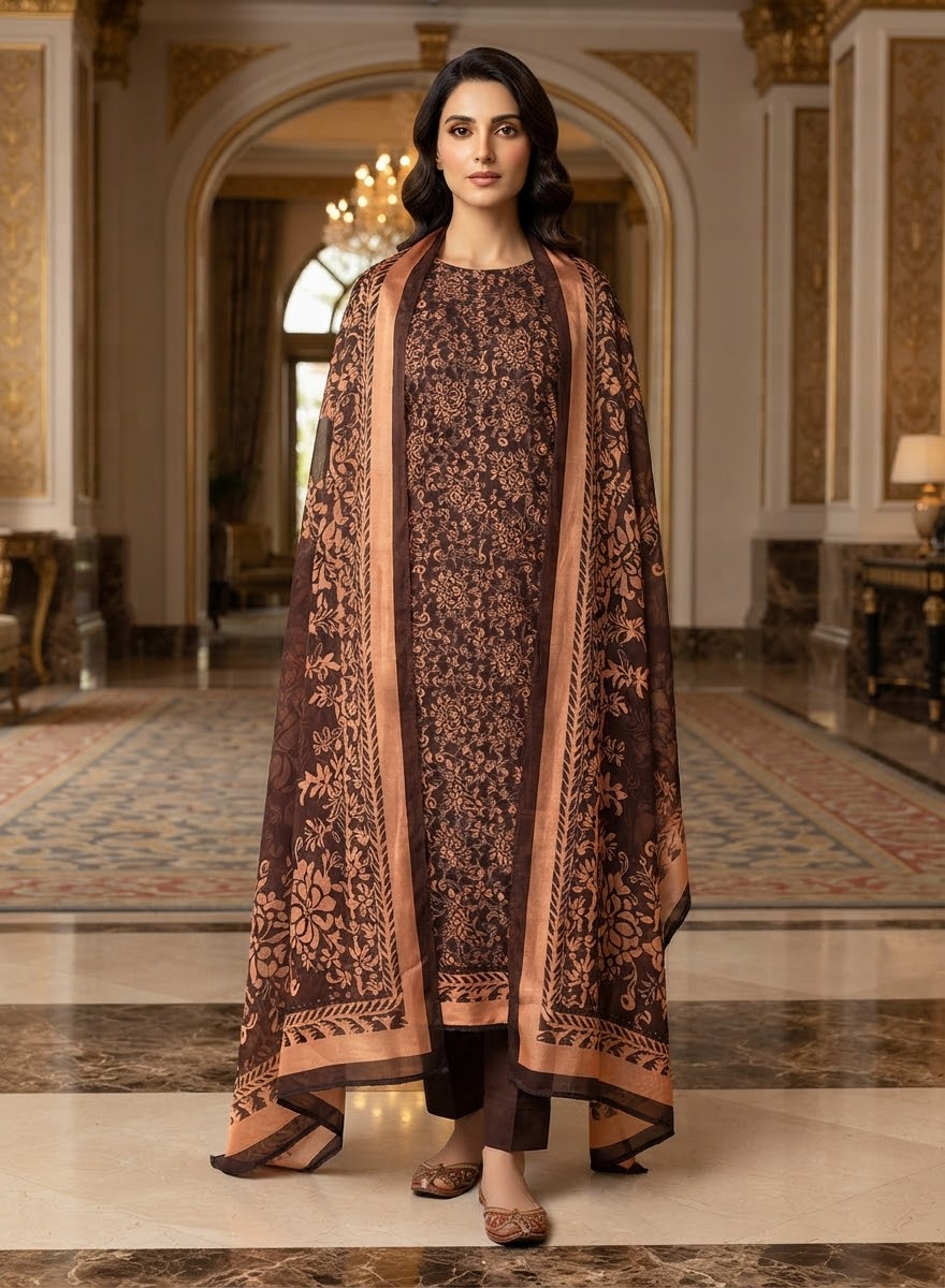 MS-10102 Luxury Pure China Patti With Pure Barosha Dupatta