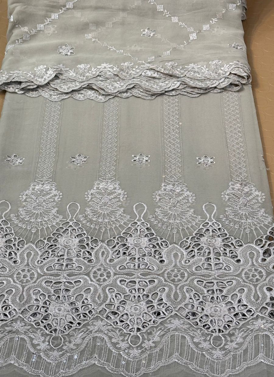 MS-10118 Luxury Pure Bamber Chiffon | Embroidered Shirt & Dupatta