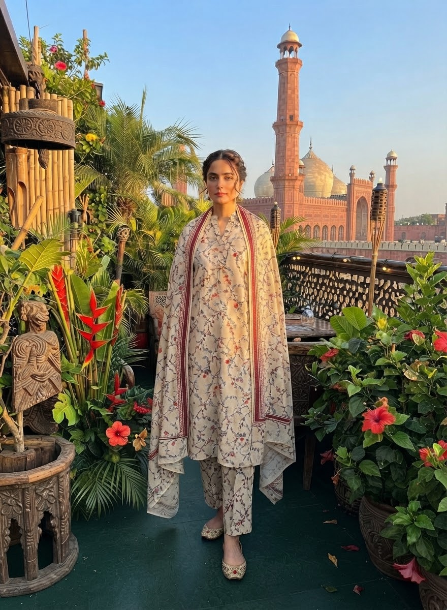MS-10121 Marina Digital Print Full Suit with Pashmina Marina Shawl
