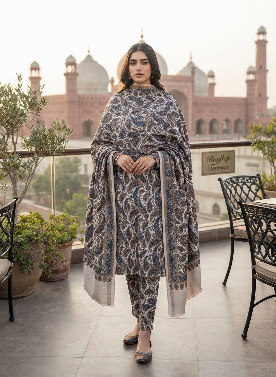 MS-10132 Marina Digital Print Full Suit with Pashmina Marina Shawl