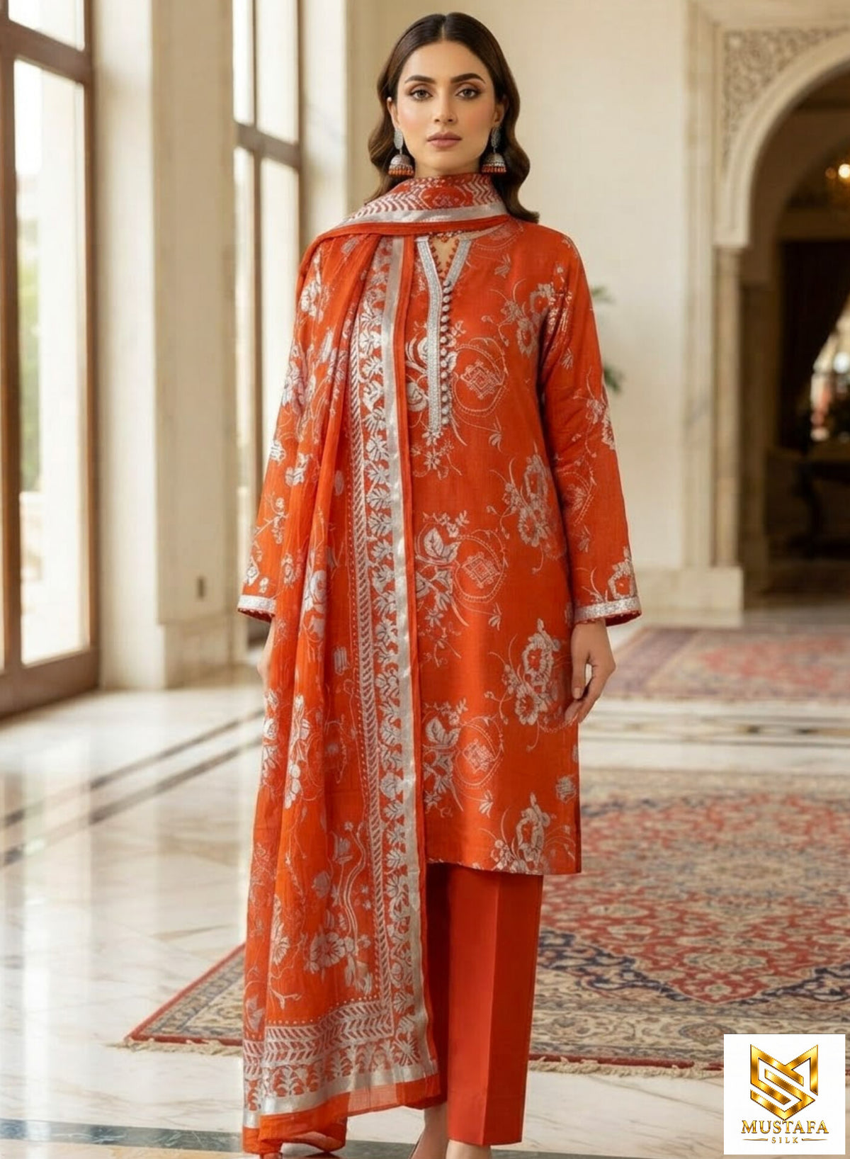 MS-1088 Luxury Pure China Patti With Pure Barosha Dupatta