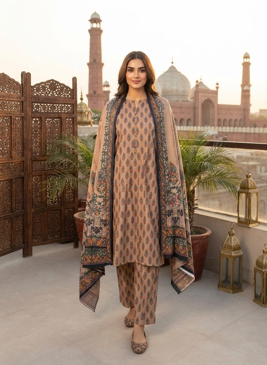 MS-10128 Marina Digital Print Full Suit with Pashmina Marina Shawl