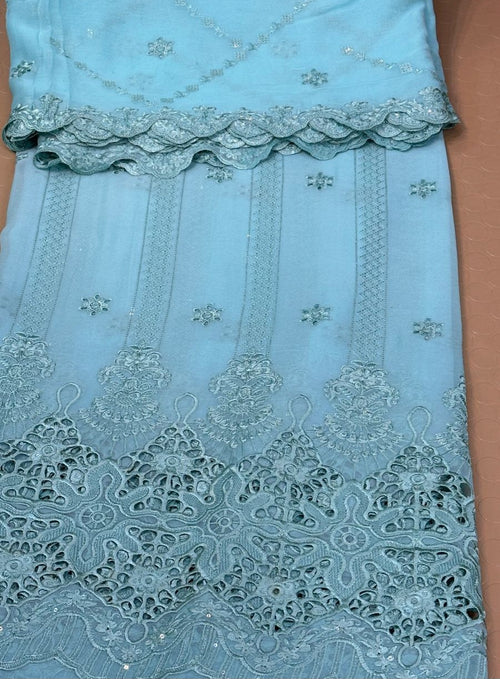 MS-10115 Luxury Pure Bamber Chiffon | Embroidered Shirt & Dupatta