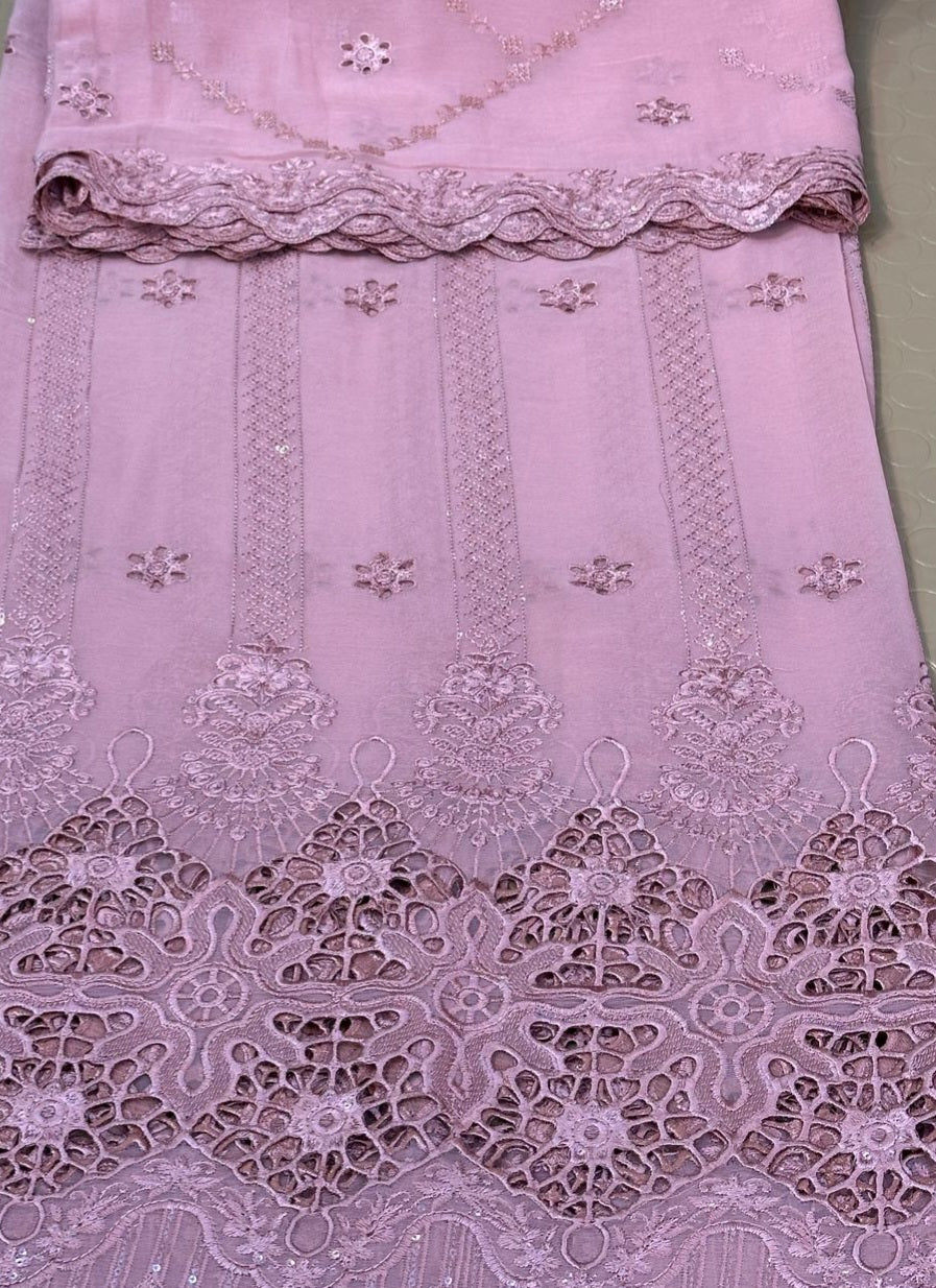 MS-10113 Luxury Pure Bamber Chiffon | Embroidered Shirt & Dupatta